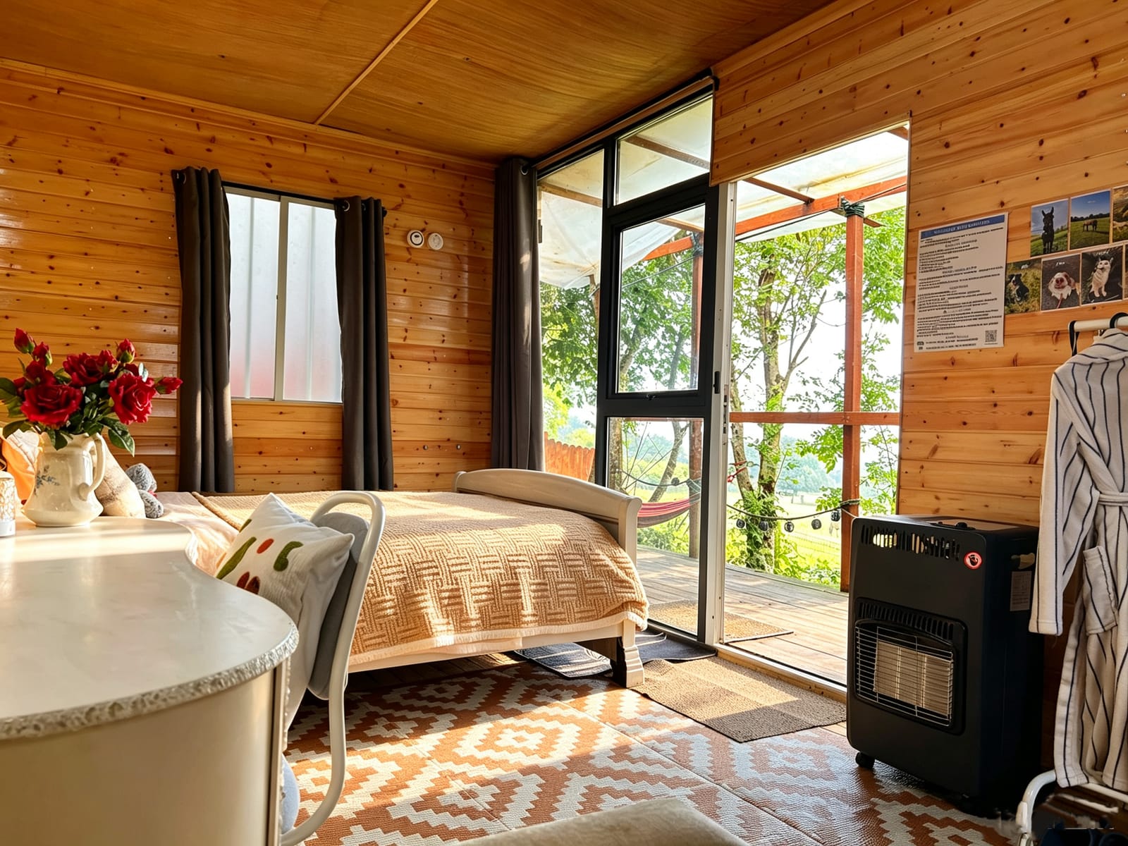 Valley View bed beside the bright garden doors