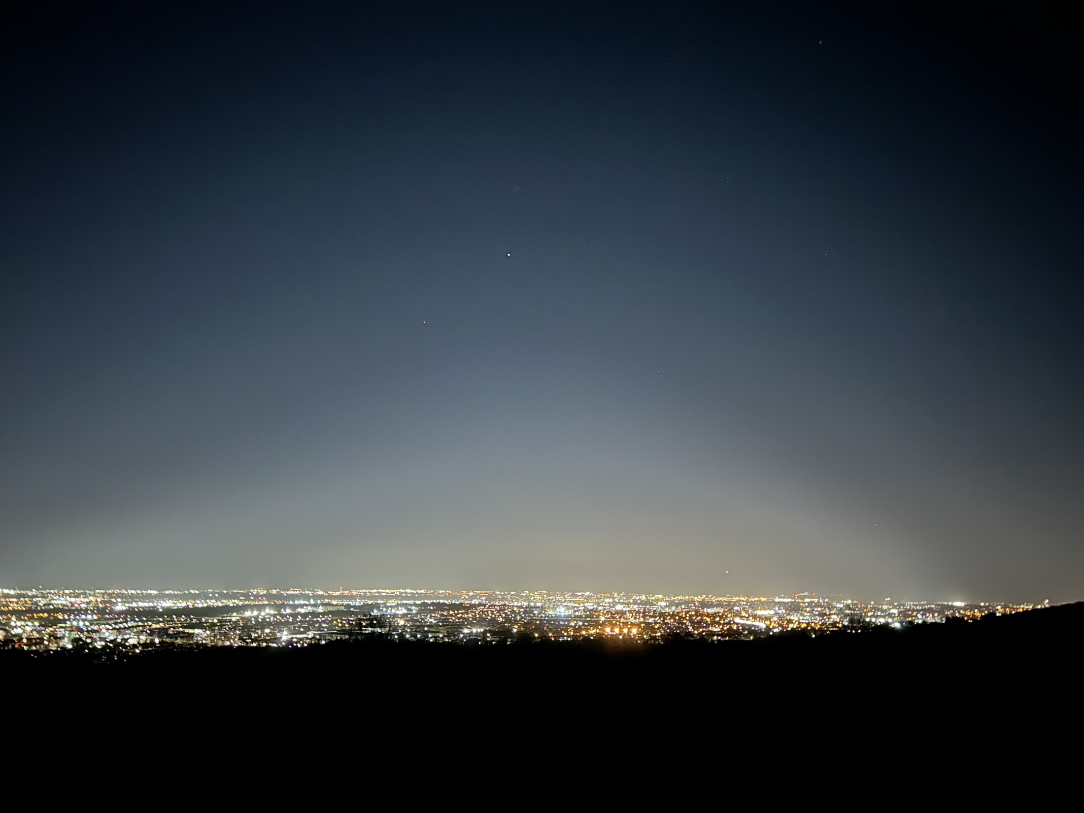 Night-time view across the lights of Dublin from Happy Land Farm